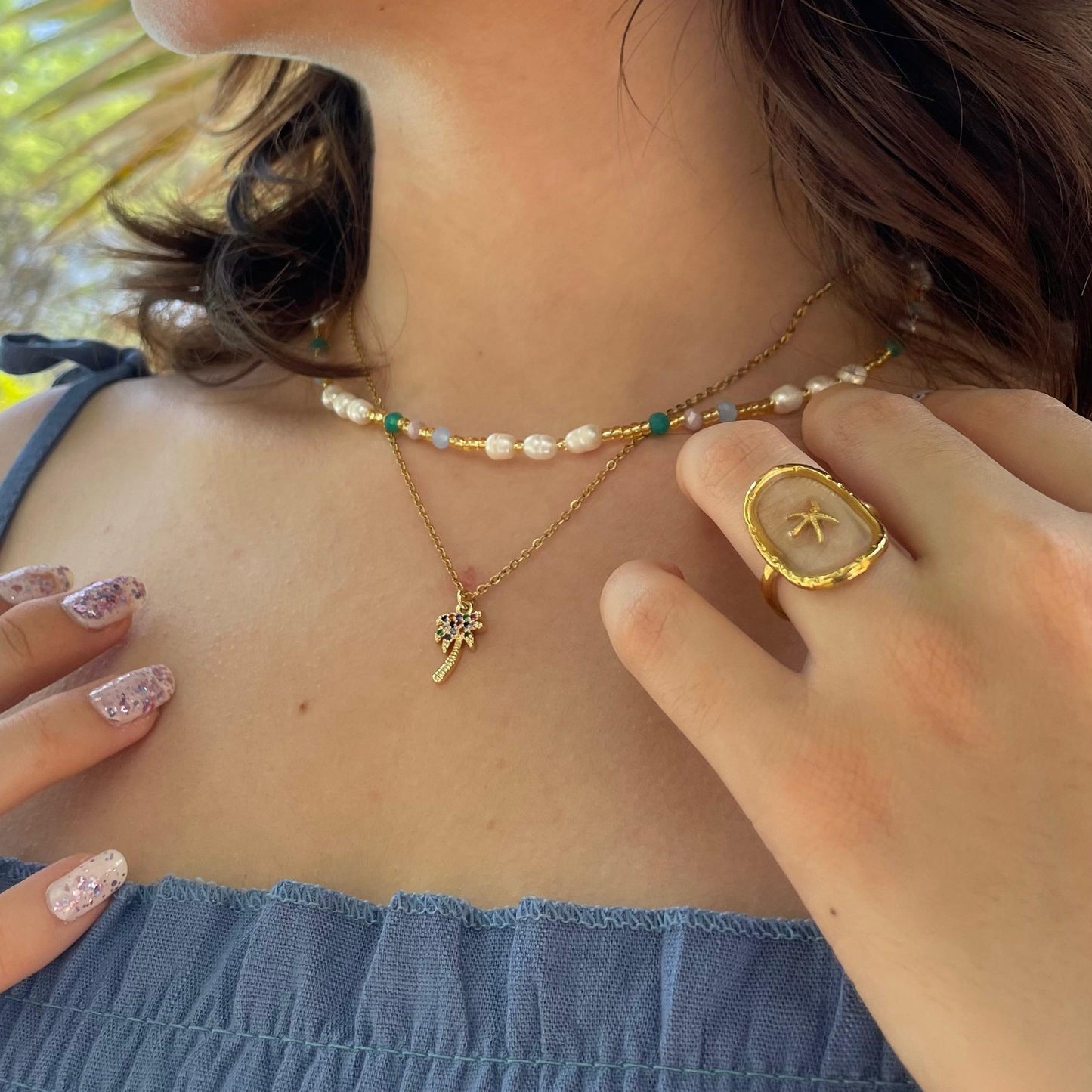 Anillo Marina (enchapado de oro)