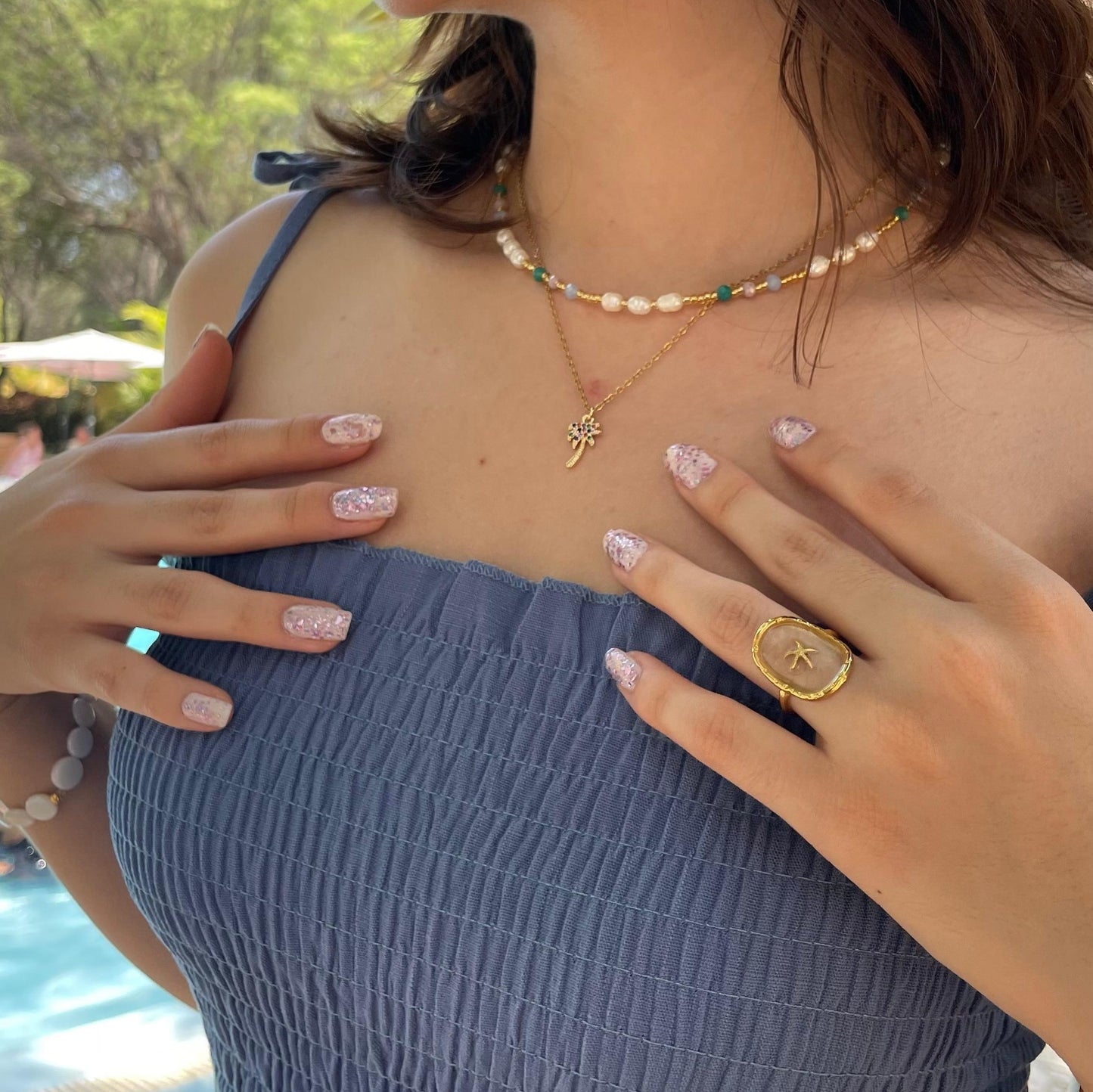 Anillo Marina (enchapado de oro)