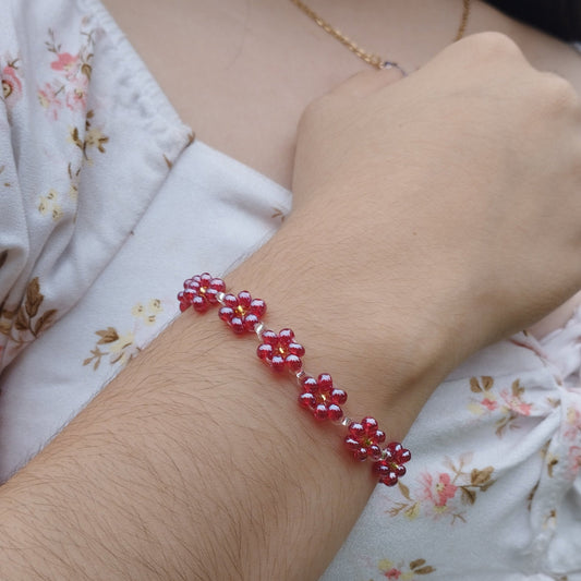 Pulseras tejidas flor