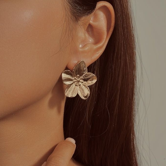 Aretes Flor (enchapado de oro)