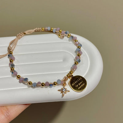 Pulsera Lo Merezco (con placa y frase)